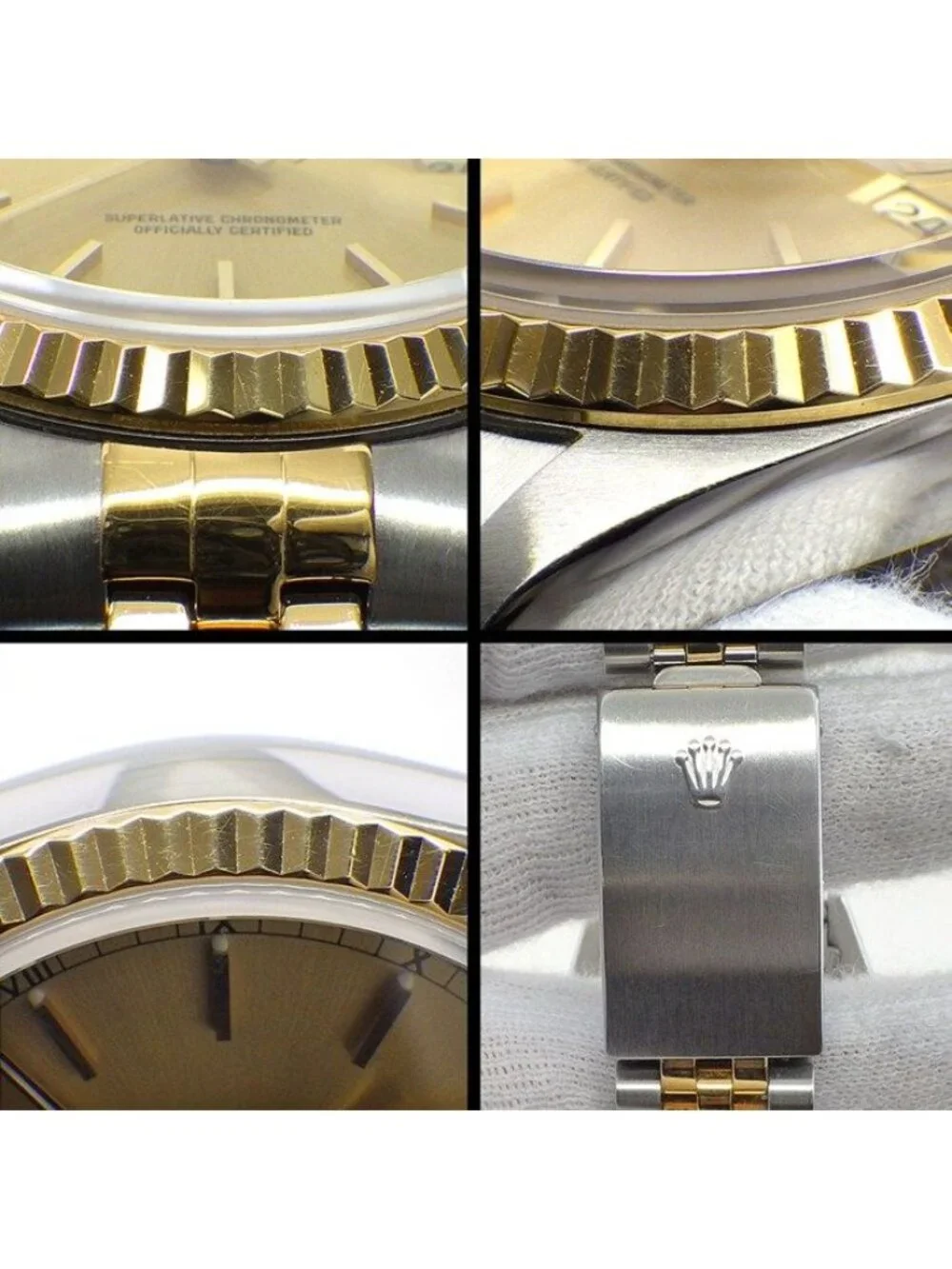 Rolex Watch Datejust Sunray Champagne Gold Color Dial Date 18k Yellow SS